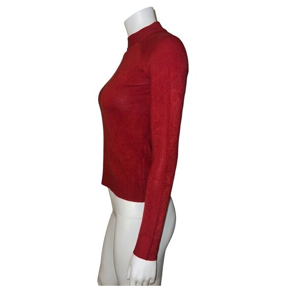 Karen Scott Petite Mock Neck Zip-Back Sweater Red Cherry PP NWT - Picture 4 of 9